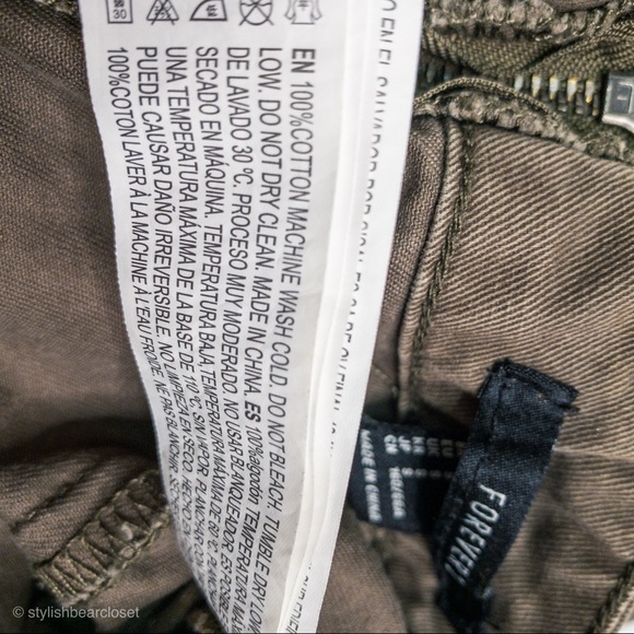 Forever 21 Cotton Mini Skirt Army Green Back Zip - Picture 4 of 4